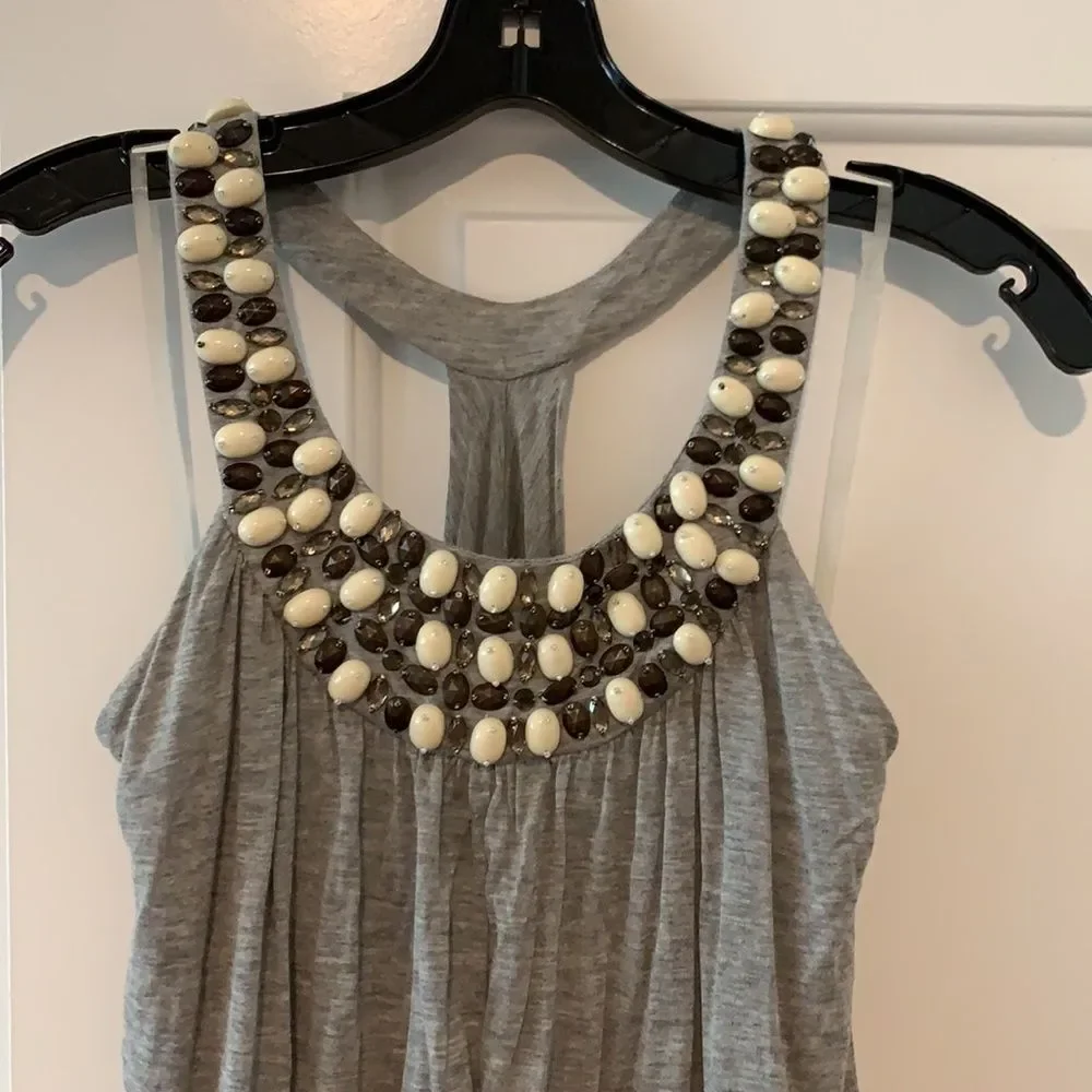 SCARLET SKYE Drape Back Embellished Grey Top M - Picture 9 of 9